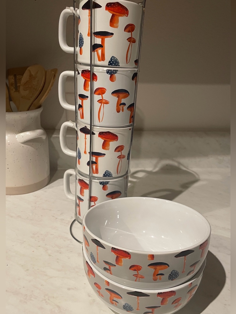 Mushroom Ceramic Bowl and Mug Set